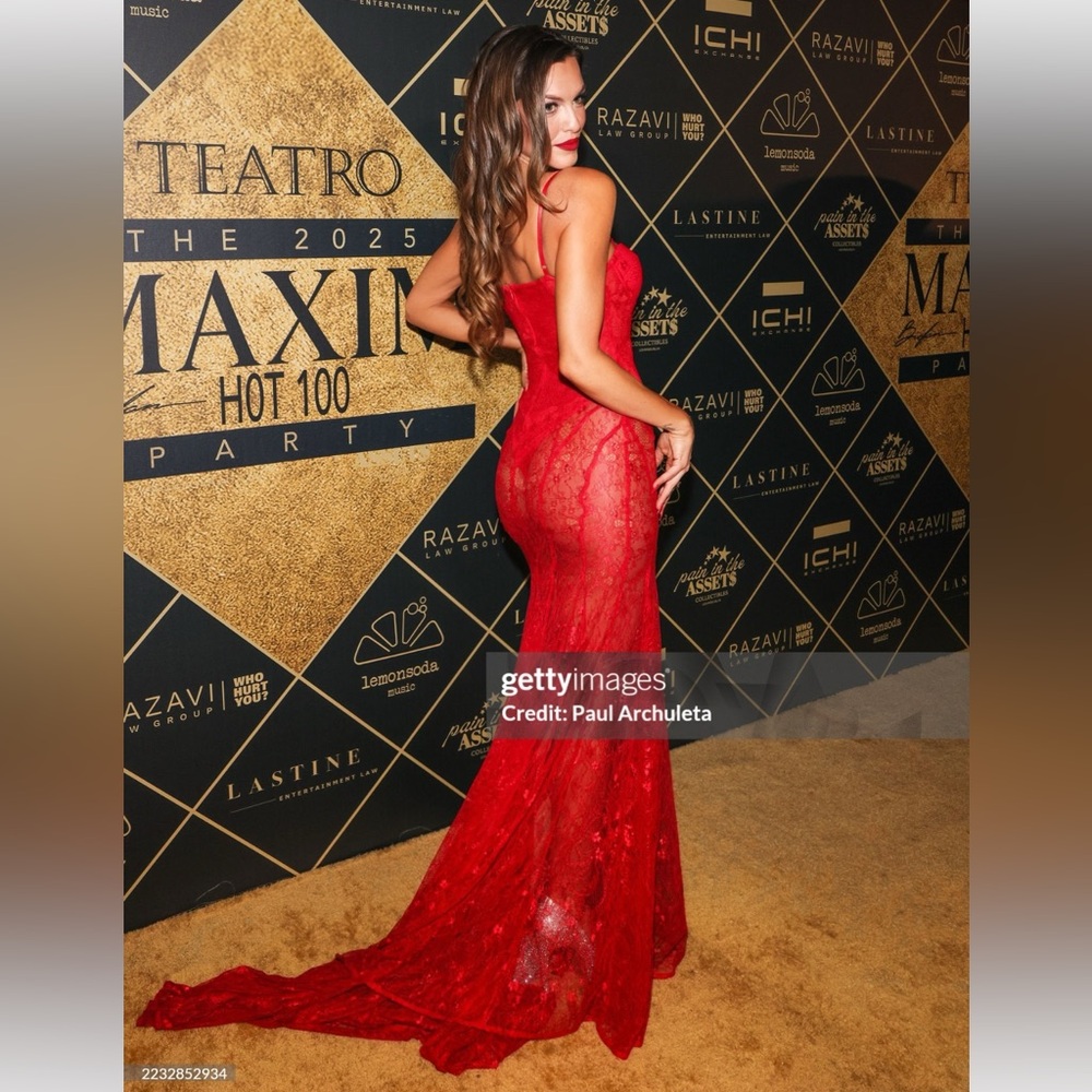 Elegant Red Lace Gown